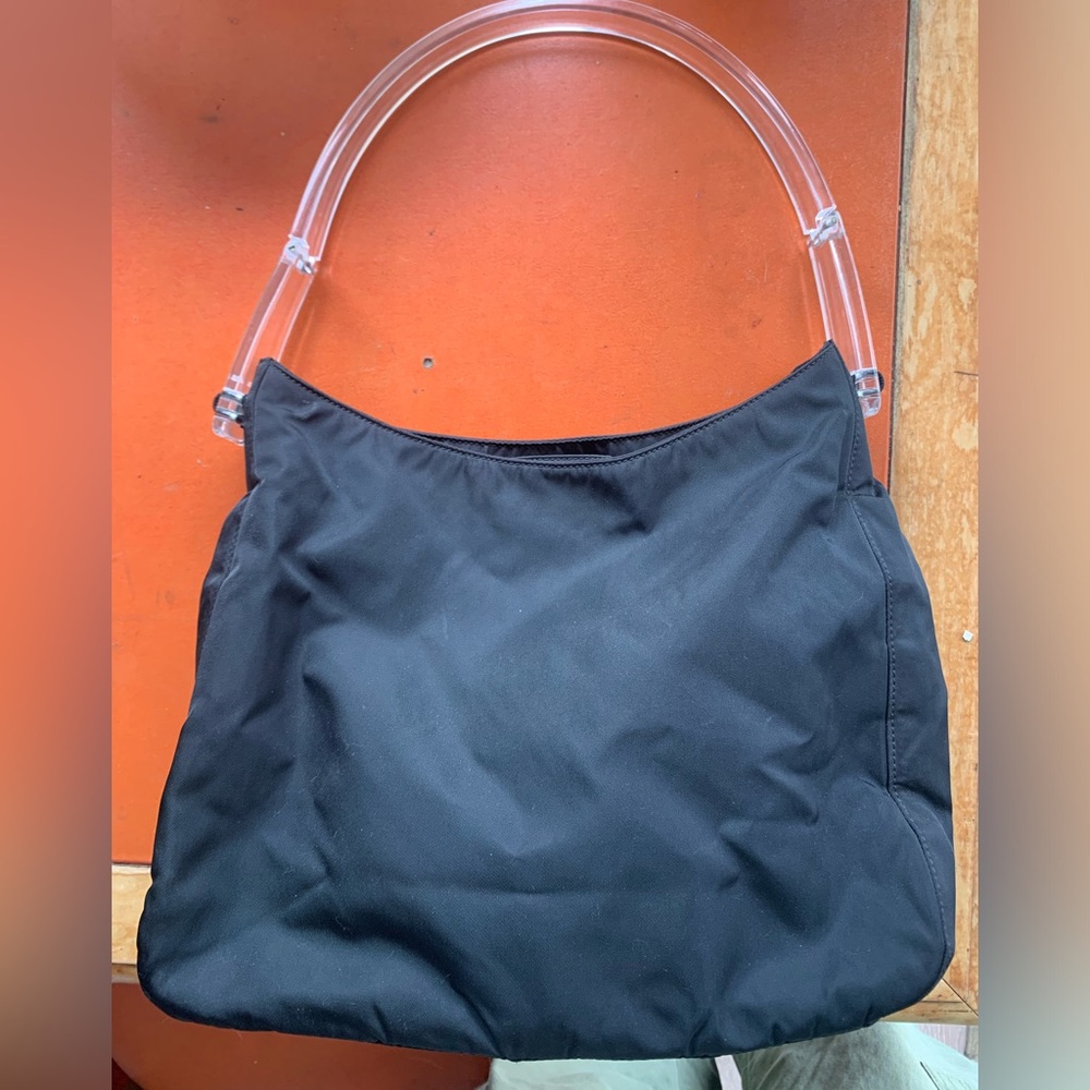 Vintage Prada Tessuto Lucite Handle Hobo